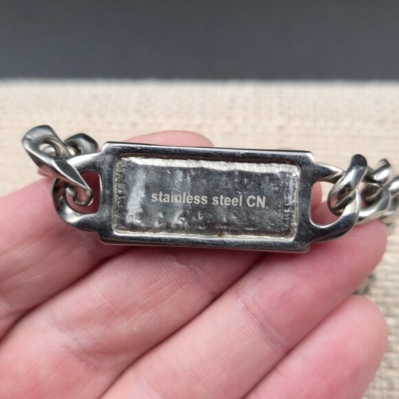 Stainless Steel Carbon Fiber Style Curb Chain Bracelet Vintage B845 - Picture 6 of 9